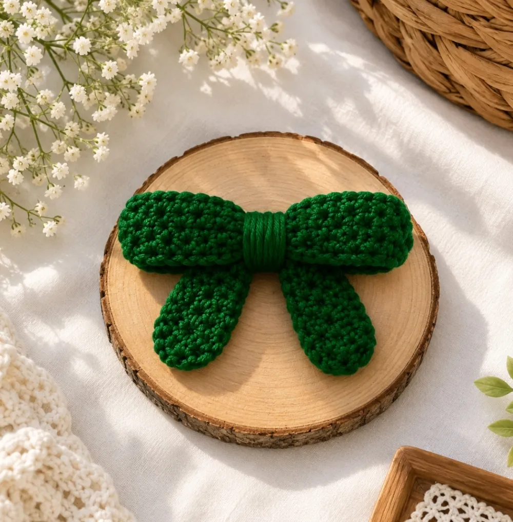 Crochet bow pin