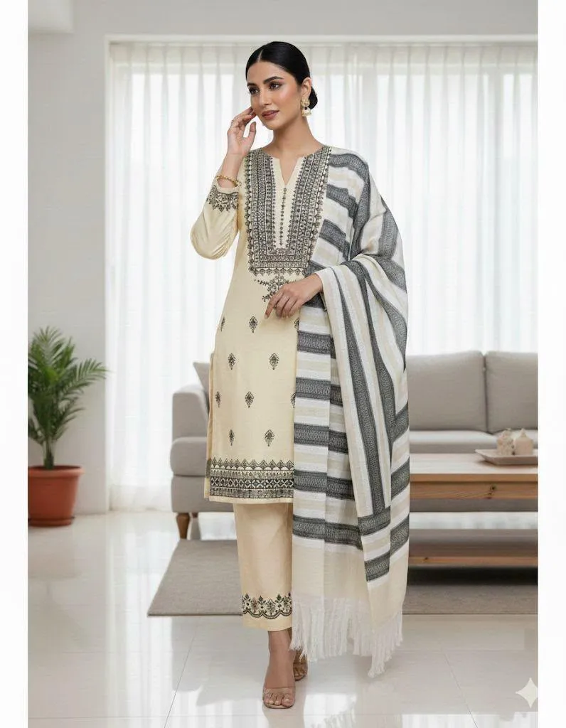 3 piece khadi khaddar