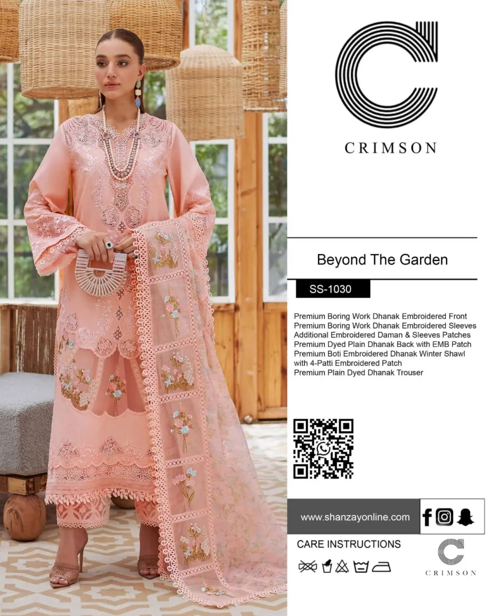 Embroidery Dhanak 3 piece