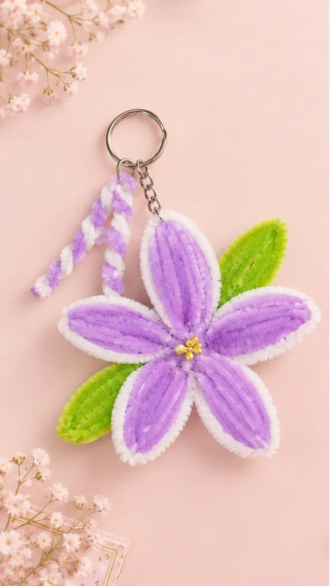 Lavender Letter Bloom – Custom Initial Keychain