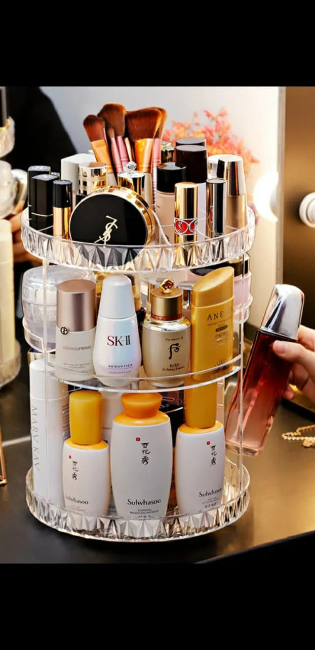 360 degree rotatable makeup organizer