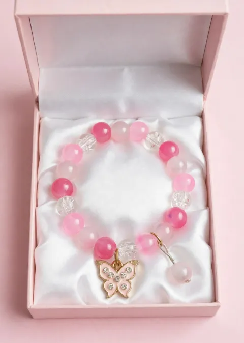 Handmade pink butterfly bracelet
