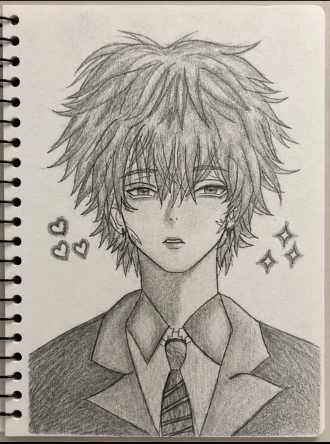 Hand-Drawn Anime Boy Sketch | Pencil Art | Handmade Anime Portrait
