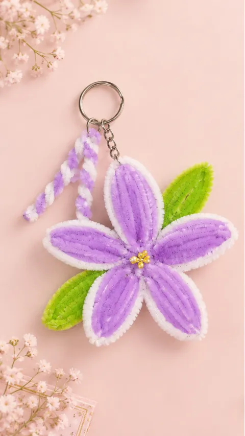 Lavender Letter Bloom – Custom Initial Keychain